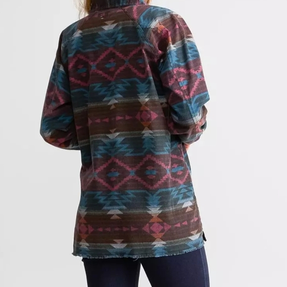 BKE Buckle NWT Aztec Boyfriend Style Button Down Cotton Shirt Long Line - Picture 2 of 13